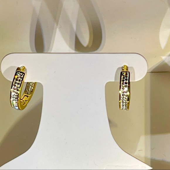14k gold plate over silver crystal earrings - Picture 1 of 7